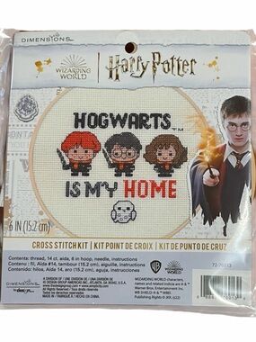 Harry Potter Wizarding World 6" Cross Stitch Kit Hogwarts Is My Home NEW SEALED